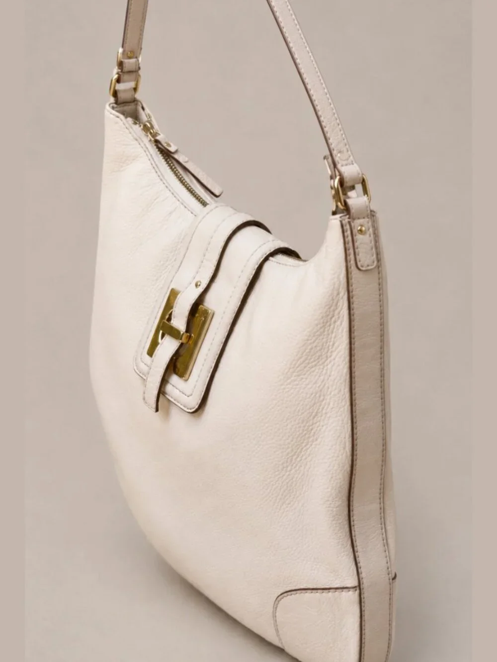 Kate Spade Gold Coast Stevie Hobo Ivory Cream Pebbled Leather Shoulder Bag